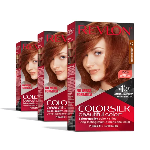 Miniatura 6 de Revlon Colorsilk Tinte permanente para el cabello, cubre 100 % las canas, sin amoníaco, con queratina y aminoácidos, tonos rojos (paquete de 3)