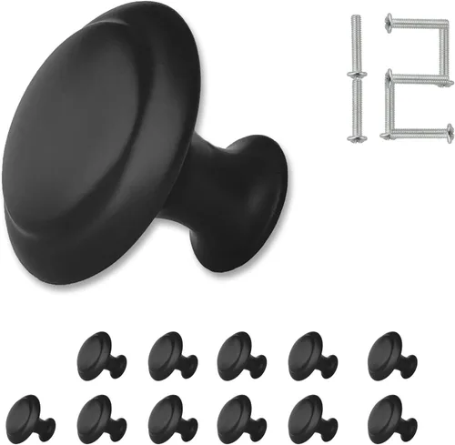 Miniatura 6 de 6 pomos negros para cajones de tocador, perilla moderna de 1.2 pulgadas para armarios y cajones