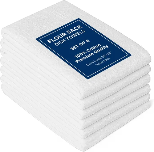 Miniatura 11 de ROYALE LINENS Paquete de 12 toallas de cocina blancas de 33 x 38 pulgadas, 100 % algodón, a prueba de pan, colado de queso, hornear, limpieza, Blanco