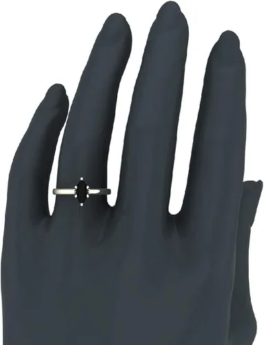 Miniatura 2 de Anillo de compromiso solitario de diamante negro de 34 quilates, corte marquesa, oro de 14 quilates