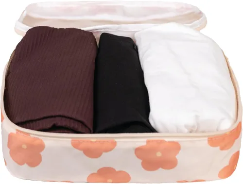 Miniatura 4 de Jadyn Juego de 6 cubos de embalaje grandes para maleta, bolsa de lona, equipaje, artículos esenciales de viaje de varios tamaños (margarita)
