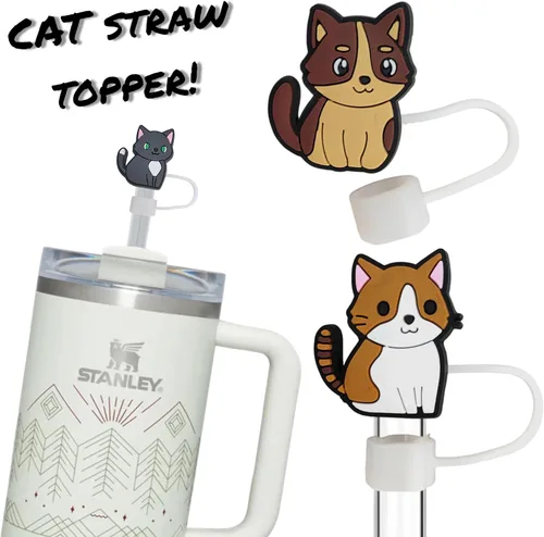 Miniatura 4 de 10 adornos de paja para gatos de 0.394 pulgadas, cubiertas de paja para vasos Stanley, accesorios divertidos y funcionales para los amantes