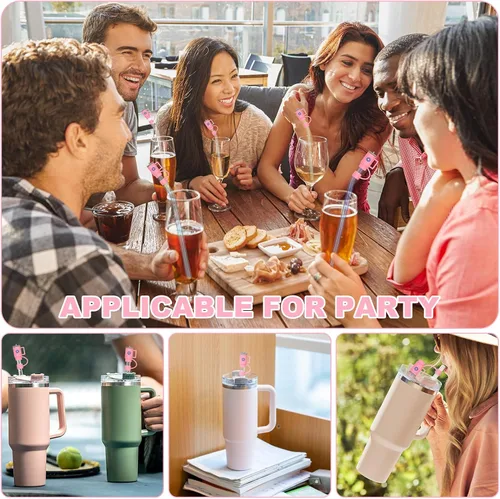 Miniatura 5 de AUAUY 4 fundas de popote para taza Stanley de 40 onzas y 30 onzas, puntas de popote reutilizables de 0.4 pulgadas/0.394 in, accesorios lindos