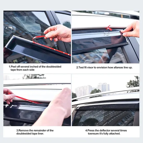 Miniatura 3 de Protectores de lluvia con cinta adhesiva para ventana, viseras para deflector de viento para Honda Civic 2016-2021, 4 piezas - 94682