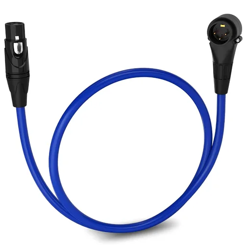 Miniatura 79 de LyxPro Cable de micrófono XLR hembra a macho de ángulo recto de 3 pines de 1.5 pies para altavoces amplificados, interfaz de audio, rendimiento