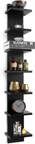Miniatura 22 de Homaterial Estantería de pared de 5 niveles, estantería vertical decorativa para montaje en pared, estantes flotantes de columna moderna para Rosa