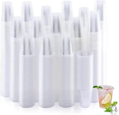 1000 paquetes de vasos de plástico desechables de 7 onzas, vasos para beber, vasos de plástico transparente para cumpleaños, picnics, ceremonias y