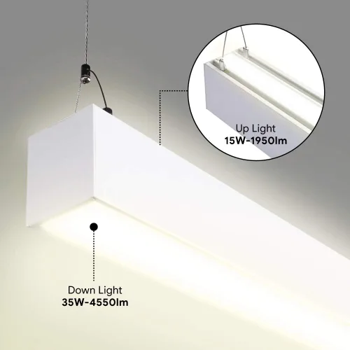 Miniatura 3 de Euri Lighting EUD4-50W103sw-W, Linkable 4FT Dual CCT Lineal Up/Down Light, 50W, 6500lm, 3000K/4000K/5000K, 120-277V, clasificación húmeda, 0-10V