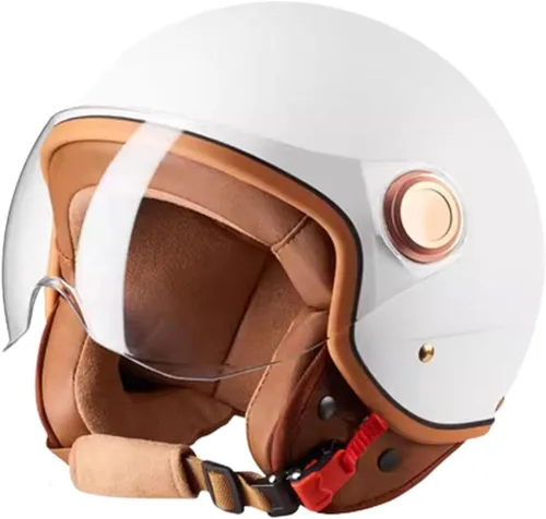 Miniatura 9 de Casco vintage de cara abierta 3/4 para hombres y mujeres, aprobado por el DOT para adultos, casco retro para motocicleta, casco de ciclomotor