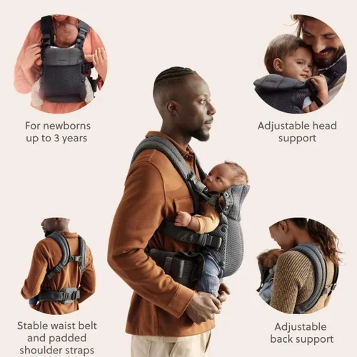 Miniatura 4 de BabyBjörn Portabebés Harmony, Antracita, Malla 3D Portabebés ergonómico 3-en-1; Posiciones soportadas para recién nacido, boca dentro, boca fuera