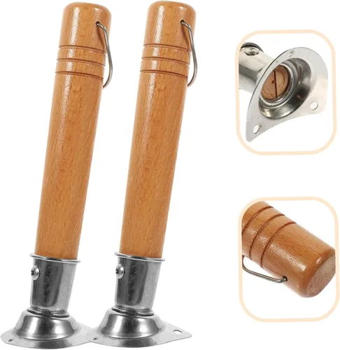Miniatura 2 de HANABASS Sartén de nieve con mango de madera, sartén de acero inoxidable, olla japonesa, mango de repuesto universal, mango de utensilios de cocina