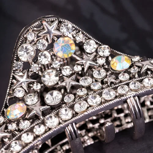 Miniatura 3 de Pinzas de metal para el cabello para mujeres y niñas, estilo retro ligero con diamantes de imitación brillantes con diamantes de imitación