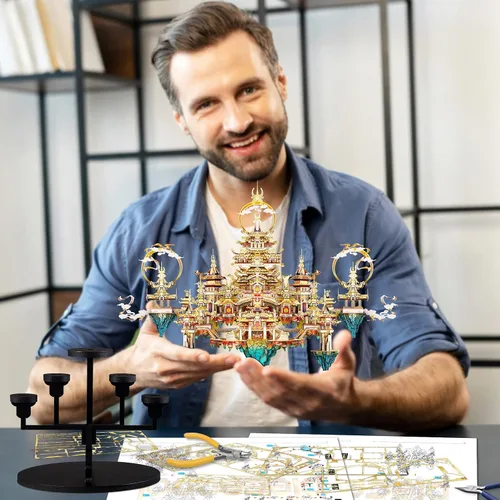 Miniatura 3 de Piececool LINGXIAO - Juego de rompecabezas asiáticos de metal 3D, kits de construcción de metal para adultos, rompecabezas de rompecabezas