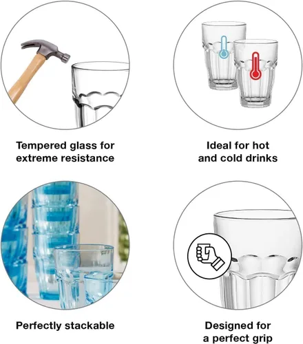 Miniatura 3 de Bormioli Rocco Rock Bar - Vasos enfriadores templados apilables de 16.25 onzas para bebidas frías, agua y cócteles, juego de 6, transparente