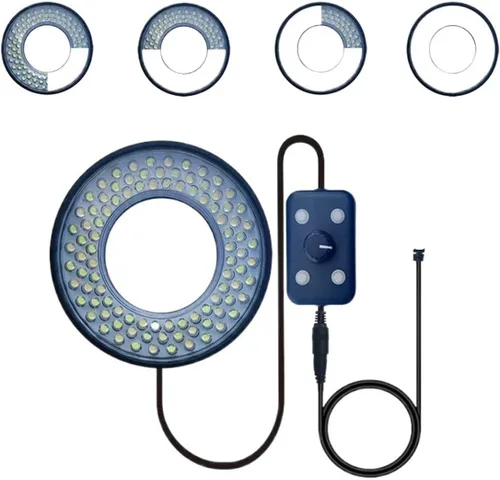 Miniatura 3 de Kit de accesorios para microscopio LED anillo luz USB 5V 4 zonas temperatura de color ajustable microscopio estéreo diapositivas de microscopio USB