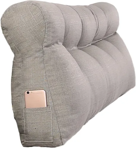 Miniatura 12 de Cojín triangular grande para cabecero de lectura, almohada para reposo en cama, respaldo triangular, respaldo de forro polar, soporte de Café