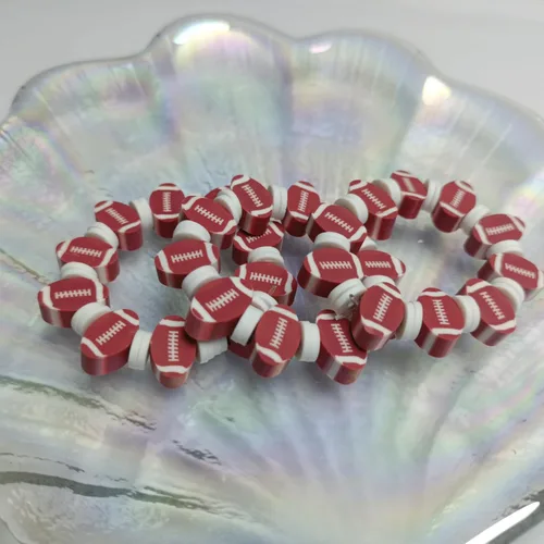 Miniatura 6 de 100 cuentas de arcilla polimérica deportiva, cuentas de bola de rugby, fabricación de joyas para aretes, pulseras, collares, llaveros, accesorios