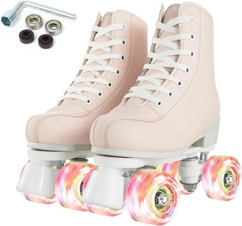 Miniatura 9 de Silvertree Patines de ruedas para mujeres y hombres de cuero de poliuretano de alta calidad para adultos, patines de derby de ruedas ligeras