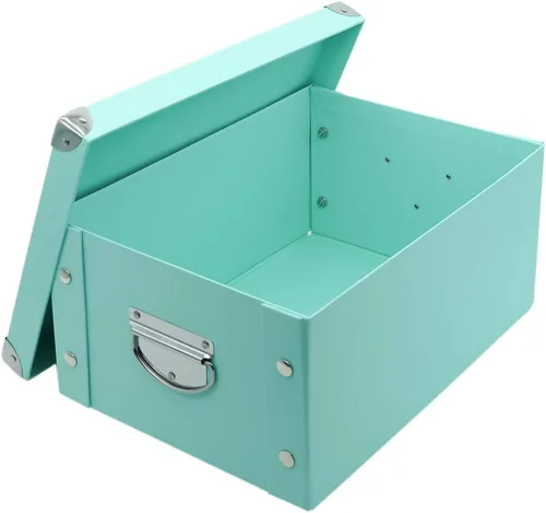 Miniatura 17 de GUOZI Caja de almacenamiento plegable, caja de memoria decorativa con tapa y esquinas reforzadas de metal, caja de regalo organizadora para 2