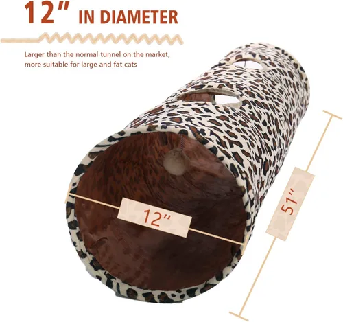 Miniatura 2 de PAWZ Road Túnel plegable XL para gatos gordos y conejos – Túnel de juego extra ancho para mascotas de 51 x 12 pulgadas con diámetro de 12 pulgadas