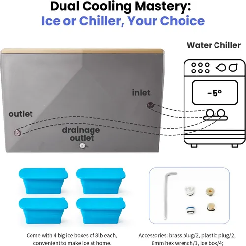 Miniatura 3 de ICECON Bañera de inmersión fría profesional, baño de hielo rotomoldeado resistente para atletas, incluye 4 moldes de bloque de hielo, diseño con Gris
