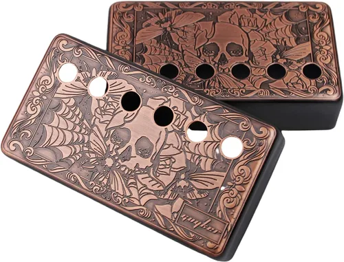 Miniatura 9 de Guyker Funda para pastilla Humbucker (espaciado de polos de 50mm/52mm) – Juego de piezas de repuesto para puente de cuproníquel y marco de pastillas