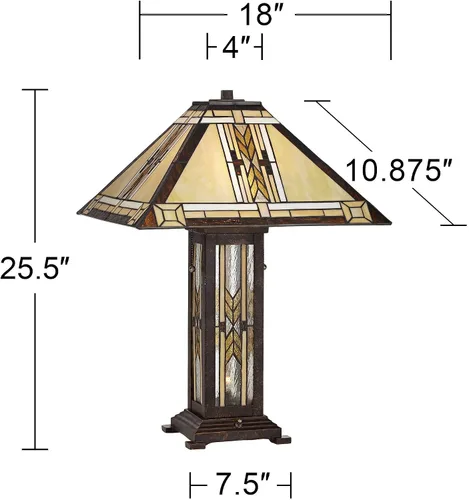 Miniatura 4 de Franklin Iron Works Drake Mission Collection 25 1/2" de alto, lámpara de mesa estilo Tiffany de estilo granja rústico sudoccidental, luz nocturna