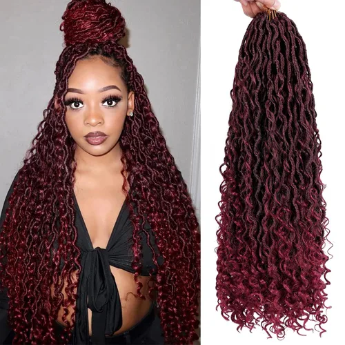 Miniatura 38 de Goddess Locs - Cabello de ganchillo de 10 pulgadas, 7 paquetes de cabello de ganchillo bohemio sintético para mujeres negras, rastas de ganchillo #1B
