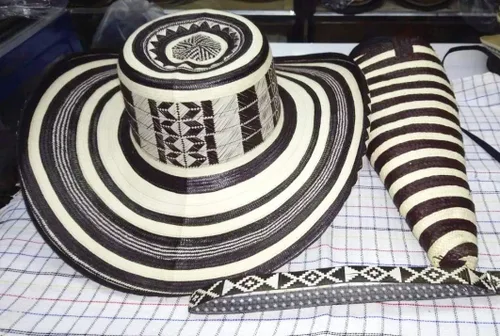 Miniatura 11 de Sombrero colombiano Sombrero Sinuano Arrow Cane Caña Flecha Vueltiao Hecho por Auténticos Indígenas Colombianos