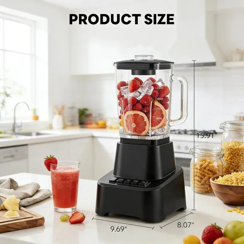 Miniatura 2 de Simple Deluxe Licuadora para batidos, potente batidora de encimera de 850 W para cocina, jarra de vidrio grande de 54 onzas, 4 velocidades con pulso