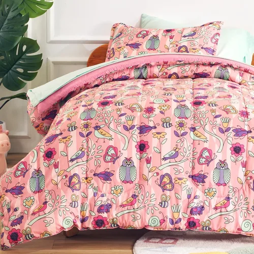 Miniatura 12 de SLEEP ZONE - Juego de edredón de 5 piezas tamaño Individual para niños, estampado suave, con edredón, sábanas y fundas para cojín y almohada, diseño