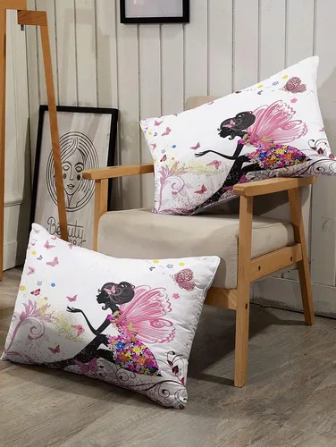 Miniatura 5 de Juego de edredón romántico para niña de hada, mariposa, flor, hada, para niños y adolescentes, tamaño individual, alas rosas en un vestido floral