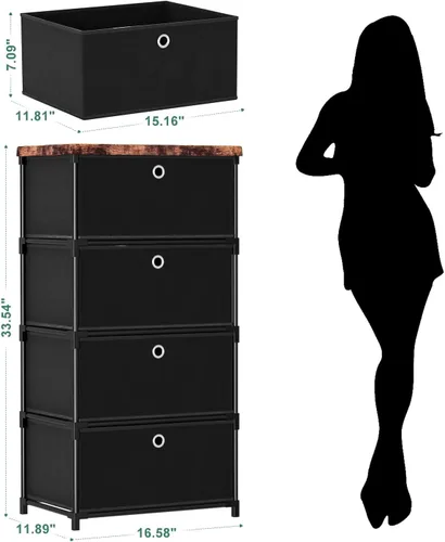 Miniatura 3 de LUKYTOWER Cajones de Almacenamiento de Tela Cómoda y Cajonera, Cómoda Pequeña con Unidad de Cajones, Cómoda Resistente de 4 Cajones para Armario
