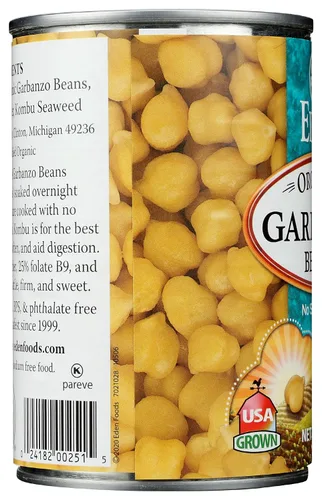 Miniatura 7 de Eden Garbanzos orgánicos, lata de 15 onzas, sin sal, sin OMG, sin gluten, veganos, kosher, cultivados en Estados Unidos, para calentar y servir