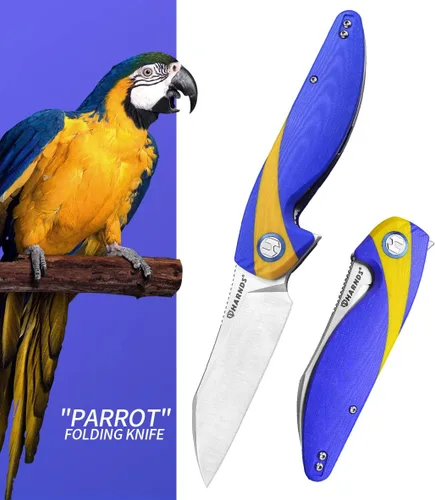 Miniatura 3 de Harnds Parrot - Cuchillo de bolsillo plegable con clip y bloqueo de hoja, cuchillo plegable EDC de 8.4 pulgadas con mango G10 a prueba de sudor