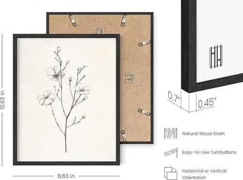 Miniatura 3 de HAUS AND HUES Arte de pared floral gris, juego de 4 pósteres de plantas para pared vintage, impresiones botánicas, cuadros de flores en blanco