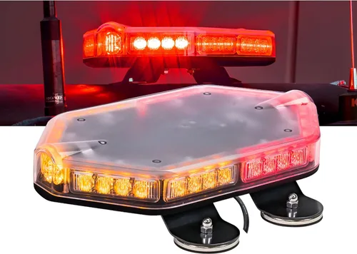 Miniatura 41 de NanoFlare NFMB56 Mini Barra de Luz Estroboscópica LED Roja Blanca de 17" 12V 56W [Clase SAE 1] [Imán/Montaje Permanente] Barra de Luz de Baliza