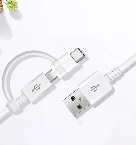 Miniatura 4 de Cable de datos USB de 5 A completo funciona para DJI Osmo Action con adaptador MicroUSB y USB tipo C para velocidades de carga rápida dual Blanco