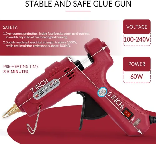 Miniatura 2 de Pistola de pegamento termofusible de doble temperatura, perfecta para barras de pegamento de tamaño estándar y varillas de cera de sellado