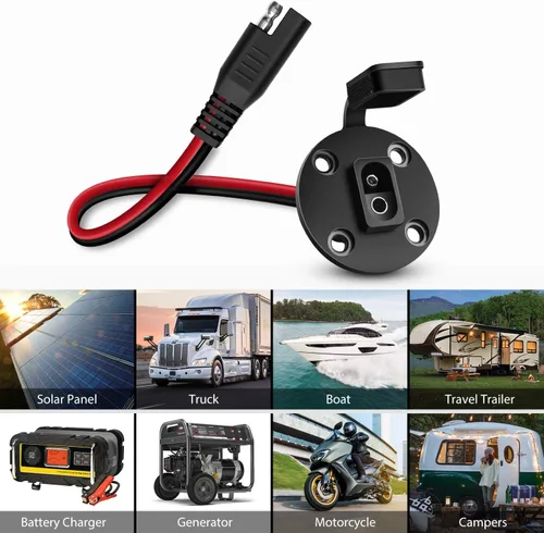 Miniatura 6 de Nilight Paquete de 2 conectores de enchufe de alimentación SAE de 12 AWG, puerto de pared lateral, conexión rápida, conector de montaje empotrado
