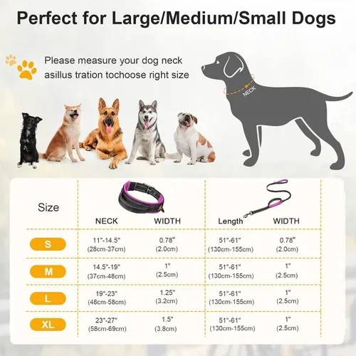 Miniatura 6 de DAGANXI Collar para perro, ajustable, de neopreno suave, acolchado, transpirable, tira reflectante, collar de nailon para perros pequeños, medianos