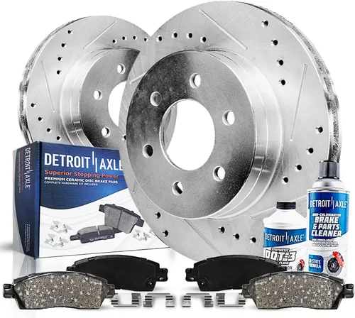 Miniatura 24 de Detroit Axle - Kit de freno trasero para Honda Civic CRX Prelude Acura Integra Rotores de freno perforados y ranurados Pastillas de freno