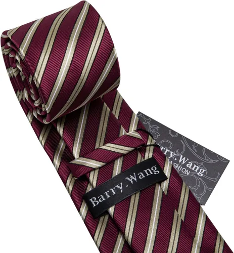 Miniatura 156 de Barry.Wang Juego de corbatas para hombre, corbata de seda a rayas, tejido a cuadros, gemelos formales, negocios, boda