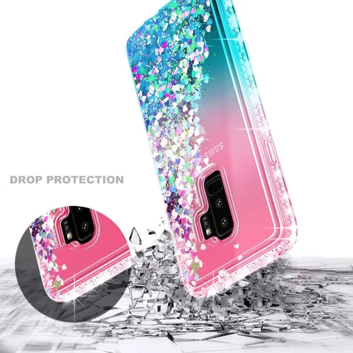 Miniatura 5 de Funda para Samsung Galaxy S9 con protector de pantalla (cobertura máxima, película de TPU flexible), soporte de anillo/correa de muñeca, líquido que