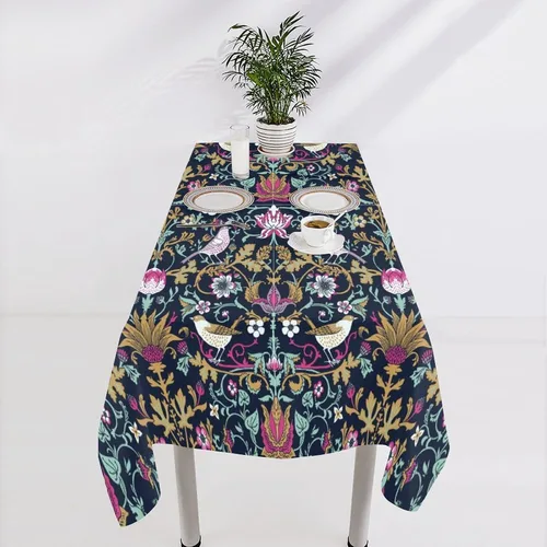 Miniatura 282 de Mantel Floral Retro de Pájaros, Diseño Original Bohemio William Morris Estampado Cubierta de Mesa para Hogar Picnic Fiesta Comedor Cocina William