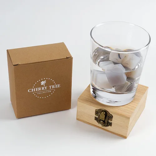 Miniatura 3 de Cherry Tree Collection El Piedras de whisky Piedras de infusión de agua de cristal Piedras preciosas naturales Juego de 6 Ágata de Botswana