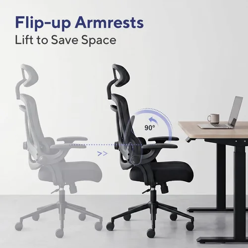 Miniatura 4 de Nouhaus Ergo Fit Silla de oficina ergonómica de malla, sillas de oficina con respaldo alto, soporte lumbar ajustable, reposacabezas y reposabrazos
