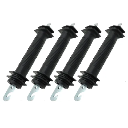 Miniatura 4 de 2 piezas de valla eléctrica de plástico resistente puerta manija aisladores con resorte (negro)