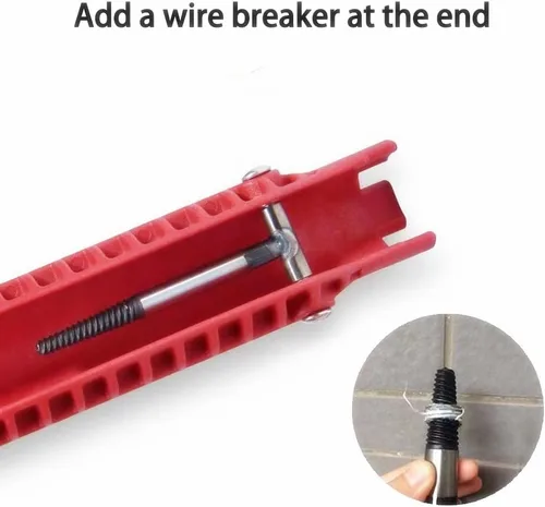 Instalador de grifo y fregadero 8 en 1, llave de tubo multifuncional antideslizante, herramienta de fontanería para fregadero, baño, cocina (rojo)