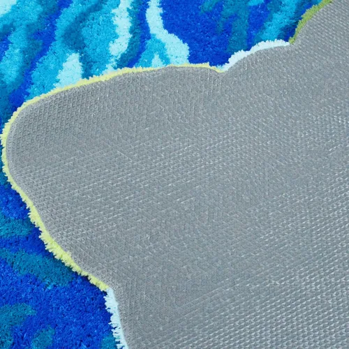 Miniatura 3 de Alfombrilla Abreeze con 4 rosas, alfombrillas con diseño de flores azul, hecha a mano, antideslizante (no se desliza), alfombrilla moderna, de puede